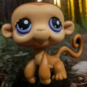 Littlest Pet Shop Authentic # 189 Tan Brown Monkey Blue Eyes